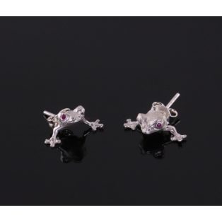 Szerencsehozó béka fülbevaló rubinnal